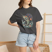 Load image into Gallery viewer, Sailfish - Ocean Floral Marlin Graphic Tee, Whimsical Millefleurs Swordfish Gift, Coastal Aesthetic Art, Comfort Colors Fishing Shirt