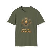 Load image into Gallery viewer, Keep Your Fire Burning T-Shirt, Inspirational Shirt, Yoga Apparel, Unisex Graphic Tee, Motivational Gift, Mindfulness Clothing