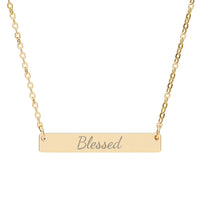 Load image into Gallery viewer, Engraved &quot;Blessed&quot; Horizontal Bar Necklace - Personalized Minimalist Pendant
