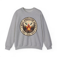 Load image into Gallery viewer, S'mores Appreciation Society Crewneck Sweatshirt, Roast, Relax, Repeat Camping Graphic