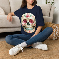 Load image into Gallery viewer, Floral Sugar Skull T-Shirt, Day of the Dead Shirt, Colorful Calavera Tee, Mexican Halloween Shirt
