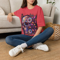 Load image into Gallery viewer, Psychedelic Floral Skull T‑Shirt Cosmic Day of the Dead Graphic Tee