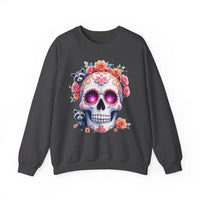 Load image into Gallery viewer, Sugar Skull Raccoon Sweatshirt, Floral Calavera Crewneck, Day of the Dead Pullover, Spooky Cute Animal Graphic Tee, Gothic Flower Crown Gift