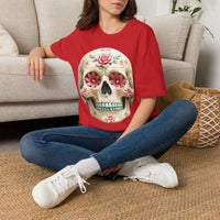 Load image into Gallery viewer, Floral Sugar Skull T-Shirt, Day of the Dead Shirt, Colorful Calavera Tee, Mexican Halloween Shirt