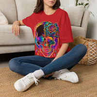 Load image into Gallery viewer, Dreamcatcher Sugar Skull Shirt - Retro Checkerboard Graphic Tee - 90s Unisex Day of the Dead T-Shirt - Back to School Alt Streetwear