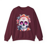 Load image into Gallery viewer, Sugar Skull Raccoon Sweatshirt, Floral Calavera Crewneck, Day of the Dead Pullover, Spooky Cute Animal Graphic Tee, Gothic Flower Crown Gift