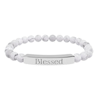 Load image into Gallery viewer, Blessed Engraved Bar Bracelet Natural Stone Bracelet | Stretch
