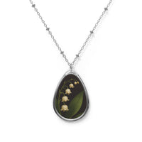 Load image into Gallery viewer, Lily of the Valley - Pendant Oval Necklace | Floral Teardrop Jewelry
