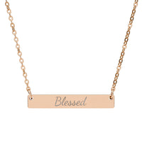 Load image into Gallery viewer, Engraved &quot;Blessed&quot; Horizontal Bar Necklace - Personalized Minimalist Pendant
