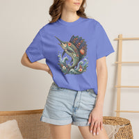 Load image into Gallery viewer, Sailfish - Ocean Floral Marlin Graphic Tee, Whimsical Millefleurs Swordfish Gift, Coastal Aesthetic Art, Comfort Colors Fishing Shirt