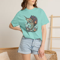 Load image into Gallery viewer, Sailfish - Ocean Floral Marlin Graphic Tee, Whimsical Millefleurs Swordfish Gift, Coastal Aesthetic Art, Comfort Colors Fishing Shirt