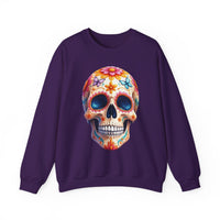 Load image into Gallery viewer, Floral Sugar Skull Sweatshirt, Butterfly Calavera Crewneck, Day of the Dead, Colorful Halloween Graphic Tee, Dia de los Muertos Gift