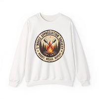 Load image into Gallery viewer, S'mores Appreciation Society Crewneck Sweatshirt, Roast, Relax, Repeat Camping Graphic