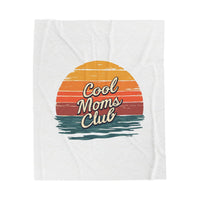 Load image into Gallery viewer, Velveteen Plush Blanket — "Cool Moms Club" Retro Sunset Throw