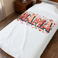 Load image into Gallery viewer, Mama Floral Velveteen Plush Blanket — Cozy Mother's Day Gift