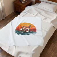 Load image into Gallery viewer, Velveteen Plush Blanket — "Cool Moms Club" Retro Sunset Throw