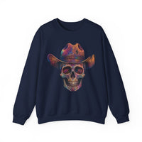 Load image into Gallery viewer, Colorful Cowboy Skull Sweatshirt | Neon Western Skull Crewneck