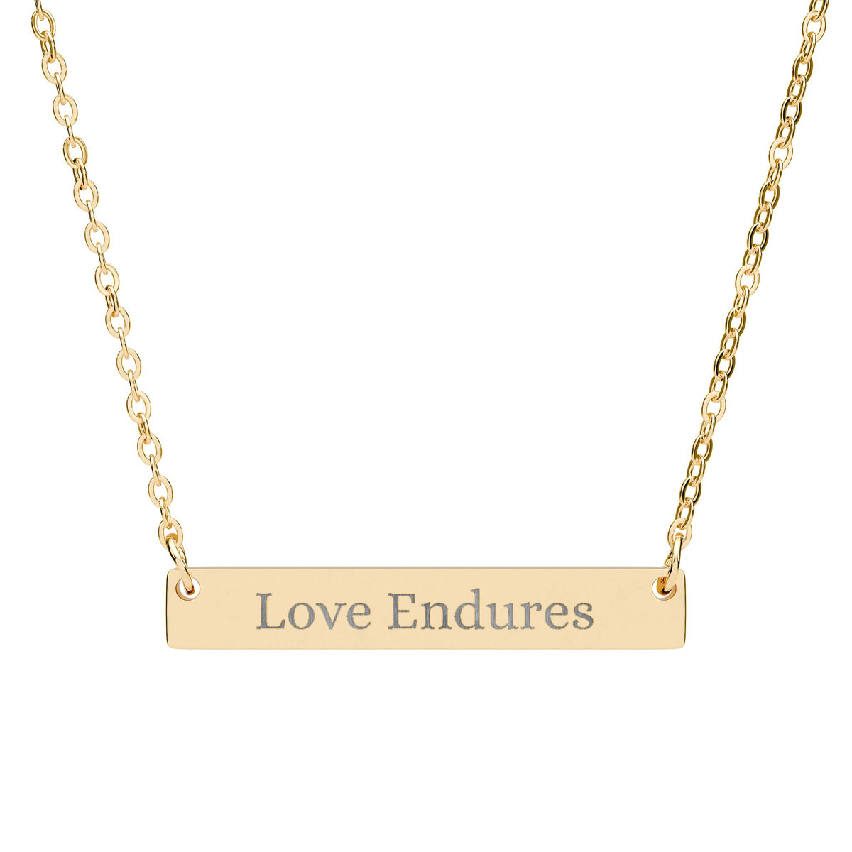 Engraved "Love Endures" Bar Necklace