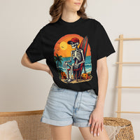Load image into Gallery viewer, Surfing Skeleton Halloween T-Shirt