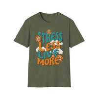 Load image into Gallery viewer, Stress Less Live More T-Shirt, Positive Vibe Tee, Unisex Graphic Shirt, Motivational Apparel, Everyday Comfort Wear, Gift for Friends