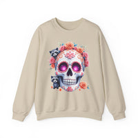 Load image into Gallery viewer, Sugar Skull Raccoon Sweatshirt, Floral Calavera Crewneck, Day of the Dead Pullover, Spooky Cute Animal Graphic Tee, Gothic Flower Crown Gift