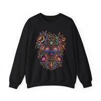 Load image into Gallery viewer, Colorful Sugar Skull Crewneck Sweatshirt | Floral Day of the Dead