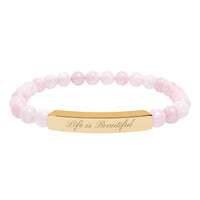 Load image into Gallery viewer, Life Is Beautiful engraved bar Natural Stone Stretch Bracelet | Inspirational beaded bracelet