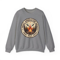 Load image into Gallery viewer, S'mores Appreciation Society Crewneck Sweatshirt, Roast, Relax, Repeat Camping Graphic