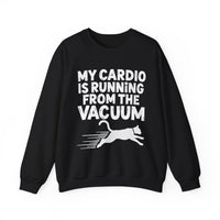 Load image into Gallery viewer, My Cardio Is Running From The Vacuum sweatshirt | Cat Humor Crewneck
