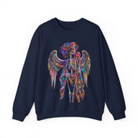 Load image into Gallery viewer, Angel Skeleton Sweatshirt, La Catrina, Day of the Dead, Psychedelic Goth Graphic Tee, Spooky Angelic Skull Gift