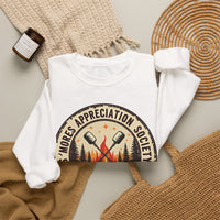 Load image into Gallery viewer, S'mores Appreciation Society Crewneck Sweatshirt, Roast, Relax, Repeat Camping Graphic
