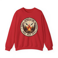 Load image into Gallery viewer, S'mores Appreciation Society Crewneck Sweatshirt, Roast, Relax, Repeat Camping Graphic