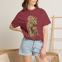 Load image into Gallery viewer, Triceratops Shirt, Dinosaur Mom and Baby Tee, Floral Dino T Shirt, Prehistoric Animal Shirt, Dinosaur Lover Gift, Cute Jurassic Apparel