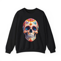 Load image into Gallery viewer, Floral Sugar Skull Sweatshirt, Butterfly Calavera Crewneck, Day of the Dead, Colorful Halloween Graphic Tee, Dia de los Muertos Gift