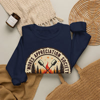 Load image into Gallery viewer, S'mores Appreciation Society Crewneck Sweatshirt, Roast, Relax, Repeat Camping Graphic