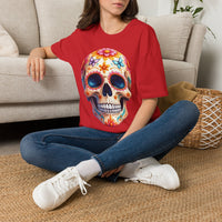Load image into Gallery viewer, Colorful Sugar Skull T-Shirt | Day of the Dead Floral Skull Tee