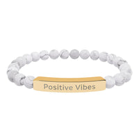Load image into Gallery viewer, Positive Vibes Engraved Bar Bracelet | Natural Stone Stretch Bracelet
