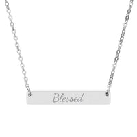 Load image into Gallery viewer, Engraved &quot;Blessed&quot; Horizontal Bar Necklace - Personalized Minimalist Pendant
