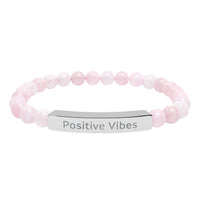 Load image into Gallery viewer, Positive Vibes Engraved Bar Bracelet | Natural Stone Stretch Bracelet
