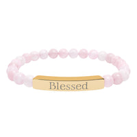 Load image into Gallery viewer, Blessed Engraved Bar Bracelet Natural Stone Bracelet | Stretch
