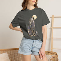 Load image into Gallery viewer, Howling Floral Wolf T-Shirt — Moonlit Nature Graphic Tee