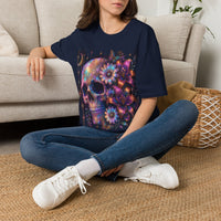 Load image into Gallery viewer, Psychedelic Floral Skull T‑Shirt Cosmic Day of the Dead Graphic Tee