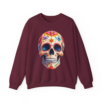 Load image into Gallery viewer, Floral Sugar Skull Sweatshirt, Butterfly Calavera Crewneck, Day of the Dead, Colorful Halloween Graphic Tee, Dia de los Muertos Gift