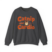 Load image into Gallery viewer, Catnip and Cardio Crewneck sweatshirt | Cute Cat Workout Graphic