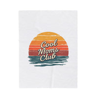Load image into Gallery viewer, Velveteen Plush Blanket — "Cool Moms Club" Retro Sunset Throw