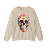 Load image into Gallery viewer, Floral Sugar Skull Sweatshirt, Butterfly Calavera Crewneck, Day of the Dead, Colorful Halloween Graphic Tee, Dia de los Muertos Gift