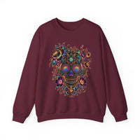 Load image into Gallery viewer, Colorful Sugar Skull Crewneck Sweatshirt | Floral Day of the Dead