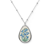 Load image into Gallery viewer, Bluebells - Floral Oval Necklace | Teardrop Pendant, Botanical Jewelry

