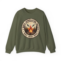 Load image into Gallery viewer, S'mores Appreciation Society Crewneck Sweatshirt, Roast, Relax, Repeat Camping Graphic