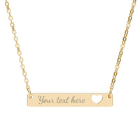 Load image into Gallery viewer, Engravable Cutout Heart Bar Necklace — Personalized Name Bar Pendant
